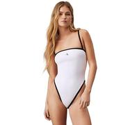 Calvin Klein Women's Bandeau One Piece-Rp Bandeau Swimsuit, Pvh Classic White, L