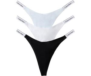 Calvin Klein Women's, Dipped Thong 3Pk LV00QD5394, Thong, Black/Classic White/Plein Air, XL