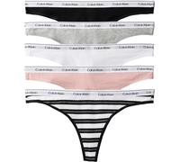 Calvin Klein Women's, Thong 5 PK LV00QD5221, Thong, Black/Classic White/Triple Stripe S, M