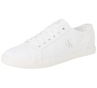 Calvin Klein Zapatillas Bajas de Lona Vulcanizada para Hombre, Blanco Triple Blanco Brillante, 43 1/3 EU