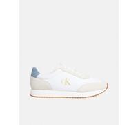 Calvin Klein Runner Sneaker Hombre Retro Iconic Calzado, Multicolor (Bright White/Creamy White/Lead), 45