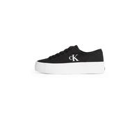 Calvin Klein Sneaker con Suela Vulcanizada Mujer Flatform Low Top, Negro (Black/Bright White), 40