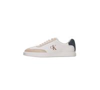 Calvin Klein Cupsole Sneaker Hombre Low con Logotipo, Turquesa (Dk Ecru/Bright White/Iron Gate), 44