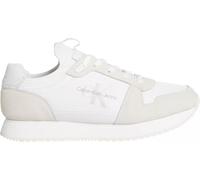 Calvin Klein Zapatillas para Hombre Runner Sneaker Sock Laceup de Nailon y Piel Deportivas, Blanco (Bright White/Eggshell), 40