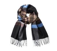 CALVIN & OLIVIA Bufanda de tacto de cachemira, suave, de invierno, degradado, nova, búfalo, tartán, tweed, pata de gallo, a cuadros, regalo elegante para hombres y mujeres, Negro Azul Marrón Camel,