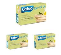 Calvo Filetes de Caballa del Sur en Aceite de Oliva Bajas en Sal 120g (Paquete de 3)