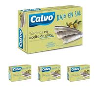 Calvo Sardinas en Aceite de Oliva Baja en Sal 120g (Paquete de 4)