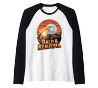 Calvo y hermoso divertido águila calva juego de palabras vintage Sunset Patriot Camiseta Manga Raglan