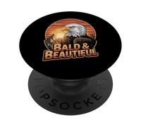 Calvo y hermoso divertido águila calva juego de palabras vintage Sunset Patriot PopSockets PopGrip Adhesivo