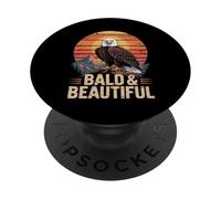 Calvo y hermoso divertido águila calva juego de palabras vintage Sunset Patriot PopSockets PopGrip Adhesivo