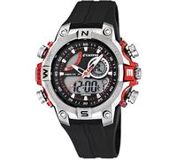 CALYPSO Reloj Digital Hombre Analógico K5586/1 Cuarzo - Resistente al Agua 10 ATM Fecha y Calendario, Cronógrafo, Doble Horario, Luz, Alarma, 12 y 24 Horas - Correa de Caucho Negro - Flash Time