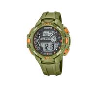 CALYPSO Reloj Digital Hombre K5836/3 Cuarzo - Resistente al Agua 10 ATM Fecha y Calendario, Cronógrafo, Doble Horario, Luz, Alarma, 12 y 24 Horas - Correa de Caucho Verde - Flash Time