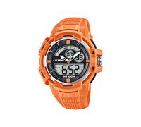 CALYPSO Reloj Digital Hombre y Mujer Analógico K5767/1 Cuarzo - Resistente al Agua 10 ATM Fecha y Calendario, Cronógrafo, Doble Horario, Luz, Alarma, 12 y 24 Horas - Caucho Naranja - Flash Time
