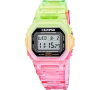 CALYPSO Reloj Digital Hombre y Mujer - Unisex de Caucho Rosa - Resistente al Agua 5 ATM Fecha y Calendario, Cronógrafo, Doble Horario, Luz, Alarma, 12 y 24 Horas K5874/4 - Color Splash