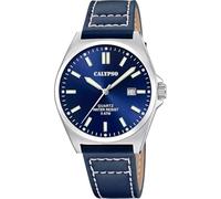 CALYPSO Reloj Hombre Analógico de Cuero Azul - Movimiento de Cuarzo - Calendario - Cristal Mineral de Alta Resistencia - Resistente al Agua 5 ATM Elegante K5868/3 Basic