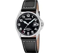 CALYPSO Reloj Hombre K5870/4 Basic Caja de Acero Inoxidable 316l Plateado Correa de Piel Negro