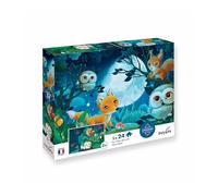 Calypto 3907706 Animales a la luz de la Luna, Juego de Puzzle de 2 x 24 con Tacto Suave, Puzzle Infantil con Piezas Grandes y Superficie Aterciopelada, Incluye póster de puzle, para niños a Partir de