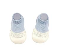 Calzado de calcetines para bebé, zapatillas para niños, zapatos descalzos, transpirables, antideslizantes, ligeros, suaves, cómodos, con suela de goma, zapatos de suelo anticolisión, azul, 18 EU