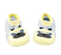 Calzado de calcetines para bebé, zapatillas para niños, zapatos descalzos, transpirables, antideslizantes, ligeros, de cabaña, animales, cómodos, suelas suaves, para niños y niñas, amarillo, 18 EU