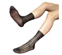 Calzado de poliamida de lujo clásico a rayas calcetines de tubo jacquard a rayas medias de nailon transpirable ropa formal negro azul oscuro blanco rojo verde zafiro café gris (26 negro)