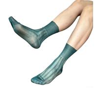 Calzado de poliamida de lujo clásico a rayas calcetines de tubo jacquard a rayas medias de nailon transpirable ropa formal negro azul oscuro blanco rojo verde zafiro café gris (26 verde)