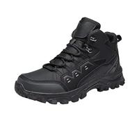 Calzado de senderismo y senderismo para hombre, botas altas para exteriores, resistentes para senderos, zapatos casuales con cordones para caminar para hombre, Black, 37 EU