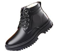 Calzado De Trabajo Botas de Nieve hasta el Tobillo for Hombre, Botines Invierno, Botas Trabajo Planas Negras for, Antideslizantes, Gruesas, Felpa, Informales, Piel, for, Forro Polar(38)