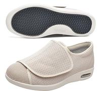 Calzado Diabeticos Hombre Zapatillas Mujer Ortopedica Zapatillas Hombre Anchas Fascitis Edema Calzado para Personas Mayores Zapato De Salud Cómodo,Beige,43 EU