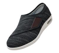 Calzado Sanitario Stretch Hombre y Mujer,Scarpe Uomo Extra Larghe Casual Sneaker per Piedi Sensibili Regolabili con Chiusura a Strappo.Black Gray,47