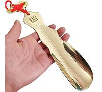 Calzador: calzador portátil compacto con mango corto, levantador de zapatos de latón fácil de usar con cordón de nudo chino, 3 opciones de tamaño (color: dorado, tamaño: 14 * 5 cm) (Color: dorado, tam