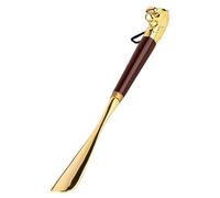 calzador, Cuerno de zapato con mango largo for personas mayores, ayudante forma cabeza león lujo alta gama, decoración animales, levantador zapatos madera y metal for hombres, mujeres niños(31cm)