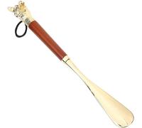 Calzador de aleación de zinc con mango largo de 32 cm, diseño de cabeza de perro de metal, para personas mayores, mujeres, ayuda portátil para calzado, uso profesional