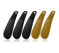 Calzador de Zapatos 5 Piezas, Calzadores de Plástico, Fácil de Utilizar, Plastico Calzadores para Personas Mayores con Colgante Agujero (Negro+Dorado）