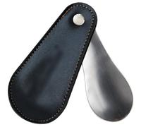 Calzador De Zapatos Corto Mini Pantalón Corto Portátil Calzador, Uso De Viaje Plegable De Metal Shoe Horn, con Cubierta De Cuero PU, Herramienta Auxiliar para Calzarse