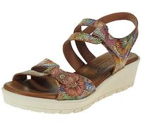 Calzados Romero 0408 Sandalia de Piel y Cuña de 4Cm con Planta de Gel con Efecto Memory para Mujer Marca Blanca de Pie de Ángel Mosaico Multicolor Talla 37