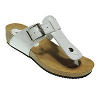 Calzados Romero Sandalia BIO Esclava Mujer - Piso Anatómico - Ajuste de Dedo - Piel Flor - MORXIVA 414 - Cierre con Hebilla Metálica - Verano - Fabricada en Elche España BLANCO talla 40