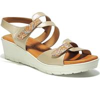 Calzados Romero Sandalia de Piel en Cuña de 4Cm Planta de Gel con Efecto Memory para Mujer Beig Talla 36