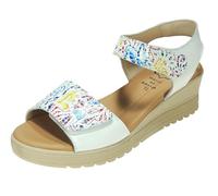 Calzados Romero Sandalia de Piel para Mujer con Cuña de 4Cm Planta de Gel con Efecto Memory Tiras Ajustables Blanco Talla 38