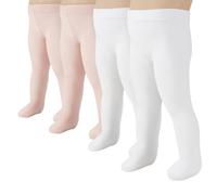 CALZITALY 2/4 PARES Medias Tupidas para Bebe, Pantis para Recien Nacidos, 3-24 Meses, 40 DEN, Made in Italy (FR/ES, Edad, 6 meses, 4 Pares: Blanco+Rosa Clarito)