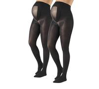 CALZITALY 2 Pares Medias Premama Opacas | Panty Para Futura Mama | 40 Den | Negro, Azul Marino | S, M, L, XL | Calcetería Italiana | (XL, Negro)