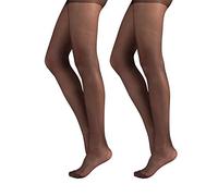 CALZITALY 2 PARES - MEDIAS TRANSPARENTES 20 DEN | MEDIAS PARA MUJER | NATURAL, NEGRO, AZUL | S, M, L, XL, XXL | CALCETERÍA ITALIANA (XXL, NEGRO)