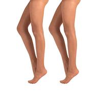 CALZITALY 2 PARES - MEDIAS TRANSPARENTES 20 DEN | MEDIAS PARA MUJER | NATURAL, NEGRO, AZUL | S, M, L, XL, XXL | CALCETERÍA ITALIANA (S, NATURAL BROCEADO)