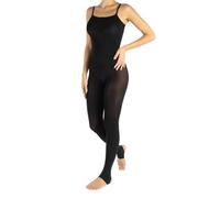 CALZITALY Body medias de una pieza, medias de mujer, Bodystocking, pantamedias opacas, leggings de cintura alta, pelele de danza y patinaje, 80 DEN, Made in Italy, Negro , Large-X-Large