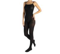 CALZITALY Body medias enteras, medias mujer, Bodystocking, medias opacas, medias de cintura alta, pelele de danza y patinaje, 80 DEN, fabricadas en Italia, Negro , S/M
