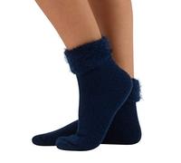 CALZITALY Calcetines Invernales Efecto Angora, Medias Mullidas para el Invierno, Calcetinas antideslizante | Multicolor | Talla ùnica | Made in Italy (AZUL MARINO)