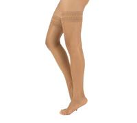 CALZITALY Medias Autoadhesivas Con La Punta Abierta, Pantis Sin Punta | 10 Den | Natural, Negro | S/M, L/XL | Made In Italy | (Geométrico-Natural, L-XL)