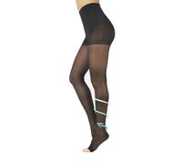 CALZITALY Medias con la Punta Abierta con Compression Graduada Fuerte 18-22 mm/Hg | S, M, L, XL | Natural, Negro | 140 DEN | Made in Italy (Negro, L)