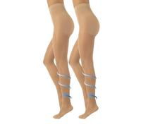 CALZITALY Medias de Descanso, Panty Compresión Fuerte Factor 10 mm/Hg | 70 DEN | Negro, Natural, Azúl | S, M, L, XL | Calcetería Italiana (XXL, 2 X Natural Tan)
