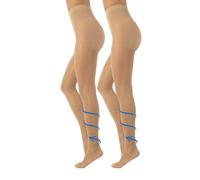 CALZITALY Medias de Descanso, Panty Compresión Fuerte Factor 10 mm/Hg | 70 DEN | Negro, Natural, Azúl | S, M, L, XL | Calcetería Italiana (XL, 2 X Natural Tan)