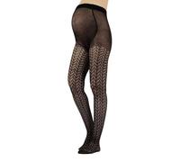 CALZITALY MEDIAS PREMAMA | LEOTARDOS DE ALGODÓN EFECTO PERLE | LEOTARDOS EFECTO PERLE DISENO CHEVRON | 300 DEN | GRIS | S, M, L, XL | CALCETERÍA ITALIANA | (M, Negro)